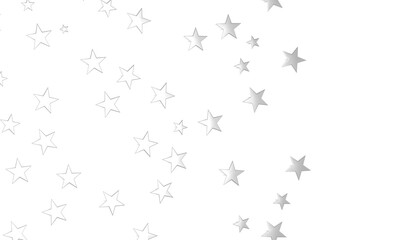 Banner with silver decoration. Festive border with falling glitter dust and stars.
