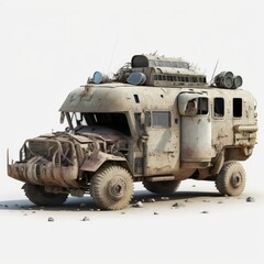 Rust destroyed transport, broken car, post apocalypse crash car