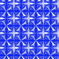 Blue Abstract Geometric Flower Seamless Pattern