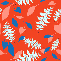 Colorful Leaves Blowing Spring Seamless Pattern