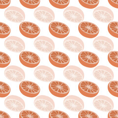 White Citrus Orange Transparent Seamless Pattern