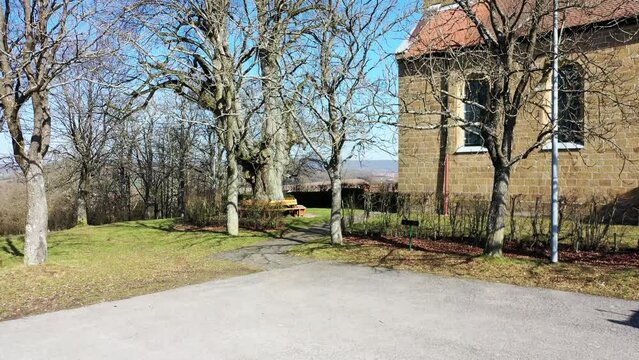 Luftbild, Drohnenaufnahmen &uuml;ber der Kerlachkapelle mit Blick auf Stadtlauringen. Stadtlauringen, Schweinfurt, Unterfranken, Bayern, Deutschland.