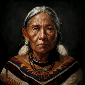 Retrato de indios americanos mirando a la c&aacute;mara o al frente ,  generado con IA.