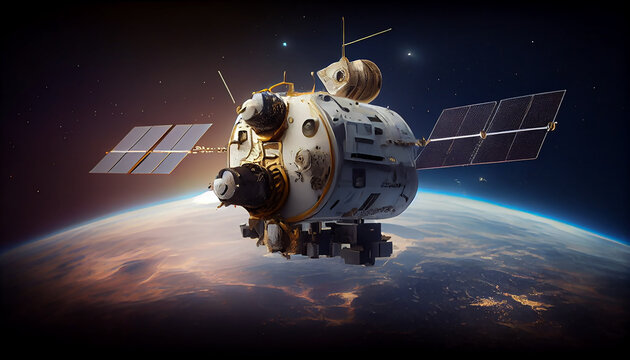 Sat&eacute;lite obsoleto  concepto basura espacial , generado con IA.