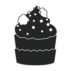 Cupcake vector icon. Black vector icon isolated on white background cupcake.