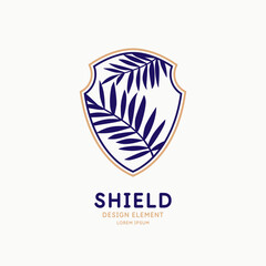 Shield, a symbol of protection and reliability. Vector illustration. Isolated image of a shield with leaves.