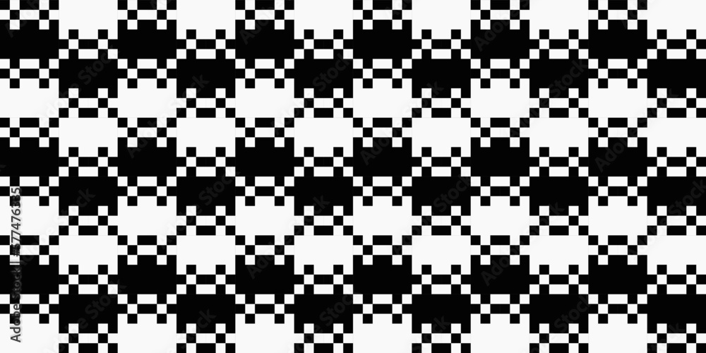 Aufkleber Checkered pattern with a small checker. Vector black and white pattern, seamless and checkered. For print, interior, seamless canvas.