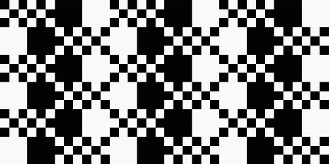 Vector black and white pattern, seamless and checkered. For print, interior, seamless canvas.