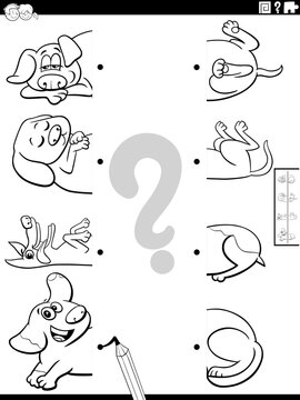 match halves of dogs pictures game coloring page