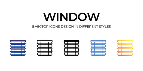 window Icon Design in Five style with Editable Stroke. Line, Solid, Flat Line, Duo Tone Color, and Color Gradient Line. Suitable for Web Page, Mobile App, UI, UX and GUI design.