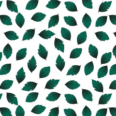 Gradient green Leaf Pattern. Asset for stamp, flourish design, pattern, cards, montage or collage,for print, web. Vector botanical illustration
