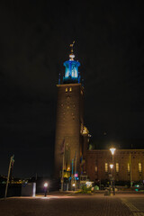 stockholm city hall by night