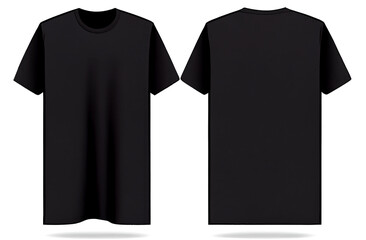 Blank oversize black shirt mock up template, front and back view, isolated on white, plain t-shirt mockup. Tee sweater sweatshirt design presentation for print. Generative Ai.