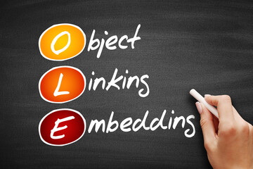 OLE Object Linking and Embedding, concept on blackboard