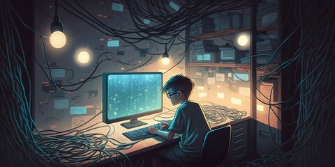 A futuristic illustration that imagines how decentralized networks could transform the internet and other areas of our lives. Generative AI.