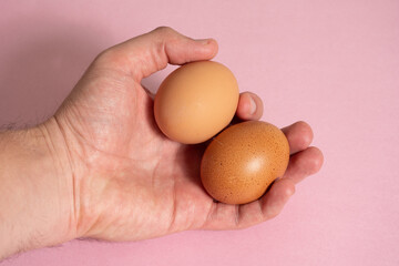 Mano sosteniendo 2 huevos - Hand holding 2 eggs