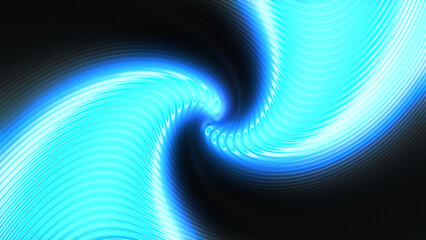 Abstract spiral flow with stripes on black background. Motion. Spiral flow with moving stripes. Swirling 3d stream in motion on black background