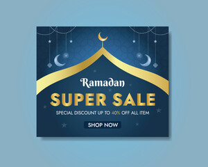 Ramadan Sale And Square Theme With Crescent Moon And Stars Ramadan Kareem Greetings.