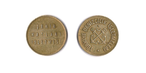 Old Turkey ship and ferry coin 