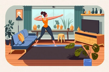 Simple illustration of woman exercising.