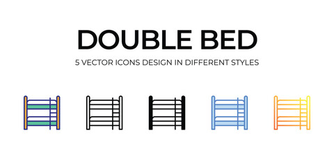 double bed Icon Design in Five style with Editable Stroke. Line, Solid, Flat Line, Duo Tone Color, and Color Gradient Line. Suitable for Web Page, Mobile App, UI, UX and GUI design.