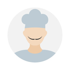 Empty face icon avatar with chefs hat. Vector illustration.