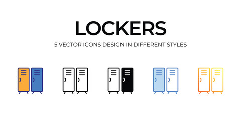 locker Icon Design in Five style with Editable Stroke. Line, Solid, Flat Line, Duo Tone Color, and Color Gradient Line. Suitable for Web Page, Mobile App, UI, UX and GUI design.