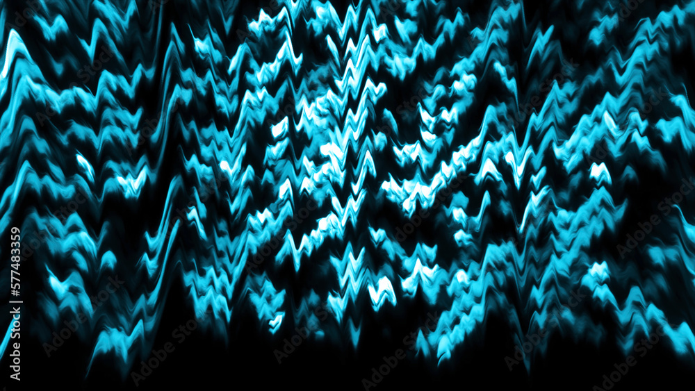 Poster shimmering curved stripes in motion on black background. motion. rotating pattern with moving shimme