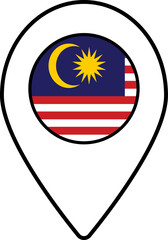 Malaysia flag map pin navigation icon.