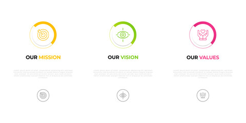 Mission vision values infographic banner template creative concept company goal infographic design with modern flat icon design vector.....  © MDSalim