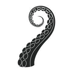 Tentacle of octopus vector black icon. Vector illustration octopus on white background. Isolated black illustration icon of tentacle .