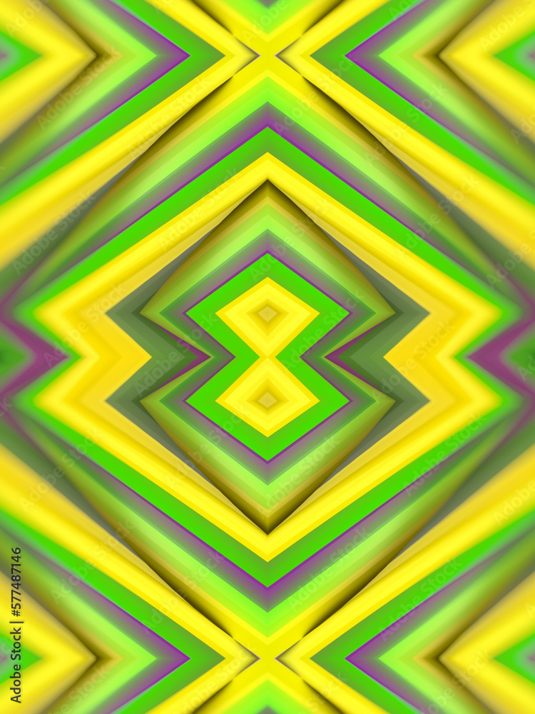 Poster Abstract wavy kaleidoscopic background with trendy multi colored gradient. 3d rendering digital illustration