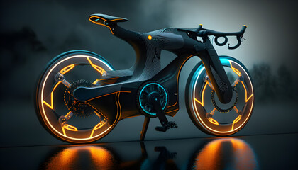 Image of a bike with autonomous driving technology Futuristic efficient innovative high-tech safe generative ai