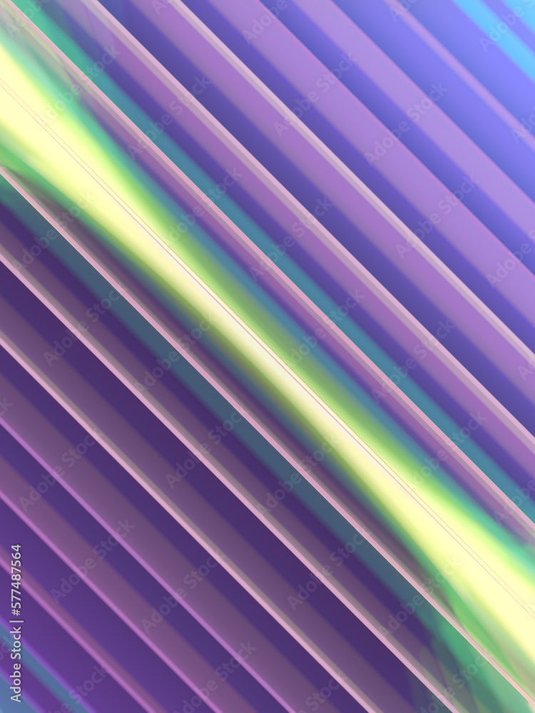 Aufkleber Diagonally gradient waves. Fancy glowing neon-colored background. 3d rendering digital illustration
