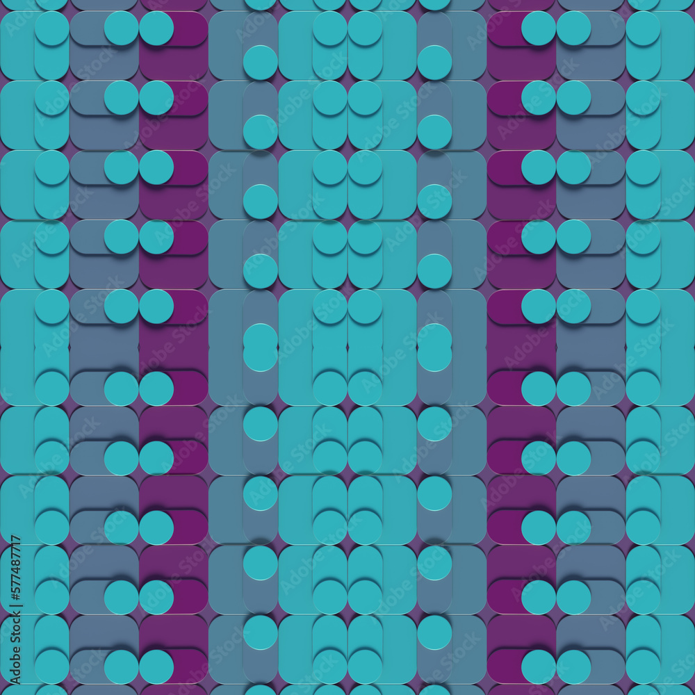 Aufkleber Abstract digital illustration of a symmetrical neon colorful pattern. Geometric abstract background. 3d rendering