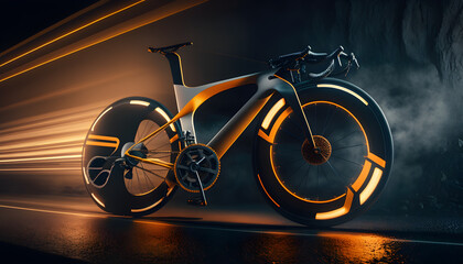 Plakat Image of a bike with autonomous driving technology Futuristic efficient innovative high-tech safe generative ai