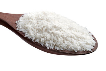 Fototapeta na wymiar Wooden spoon with white rice