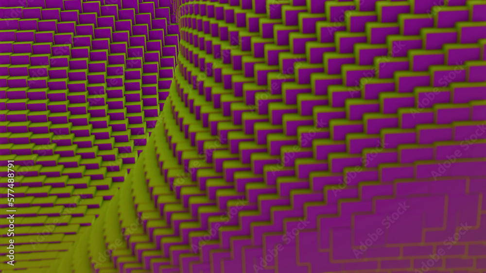 Aufkleber 3d distortion of space with squares. design. space with curved distortion of funnel. space with squa