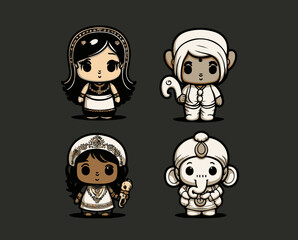 set of funny cartoon characters