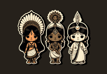 cute little girl in traditional dress sticker 