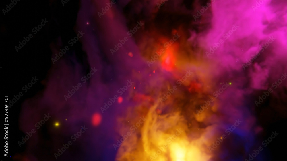 Wall mural cosmic colorful nebula. design. moving colorful fog in outer space. colorful nebula of space in beau