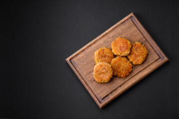 Delicious hearty vegetarian or vegan dish in the form of cutlets or patties