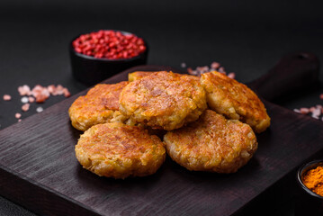 Delicious hearty vegetarian or vegan dish in the form of cutlets or patties