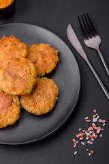 Delicious hearty vegetarian or vegan dish in the form of cutlets or patties