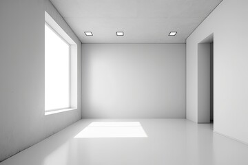 Naklejka na ściany i meble Abstract empty white interior with corners and blank walls,. Generative AI