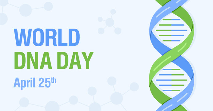 Horizontal banner for DNA Day 25 April. Event medical poster. - Powered by Adobe