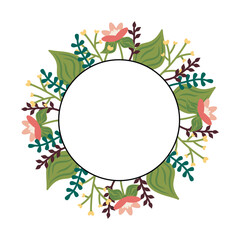 Vector botanical frame with flowers and leaves. Elegant floral decorations. Vector illustrations