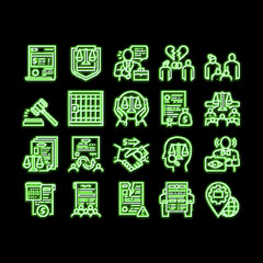 Law Justice Dictionary neon glow icon illustration