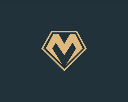 Abstract letter m and mv with diamond unique logo design. premium and luxury Vector icon.