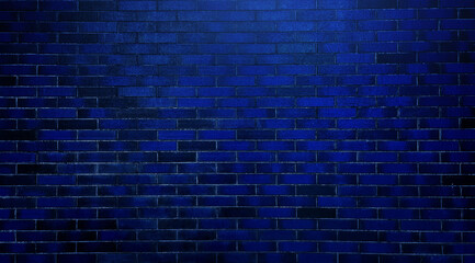 Fototapeta na wymiar abstract blue brick wall texture used as background, brick wall texture for design. empty, old, blue brick wall background with copy space. product showcase spotlight background with blue neon light.
